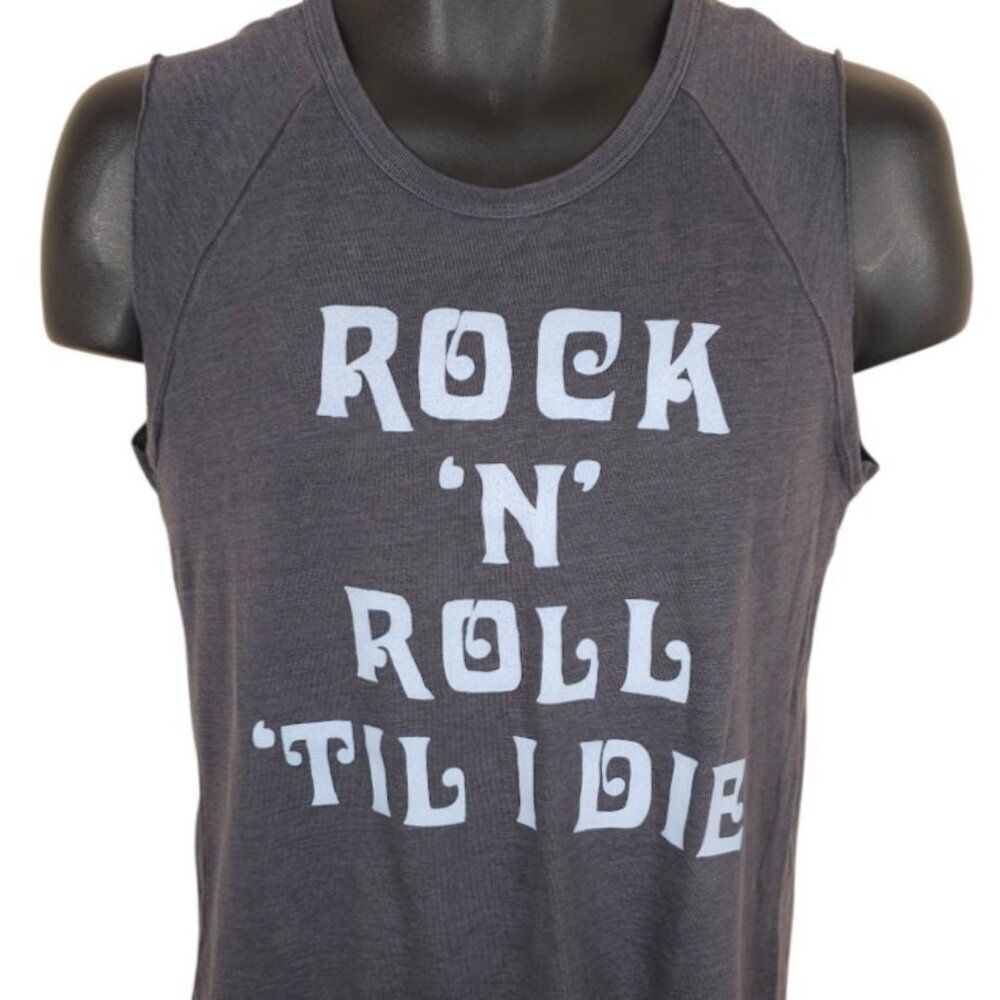 Rock N Roll T Shirt Womens Size Small Gray Til I Die Sleeveless Made In USA